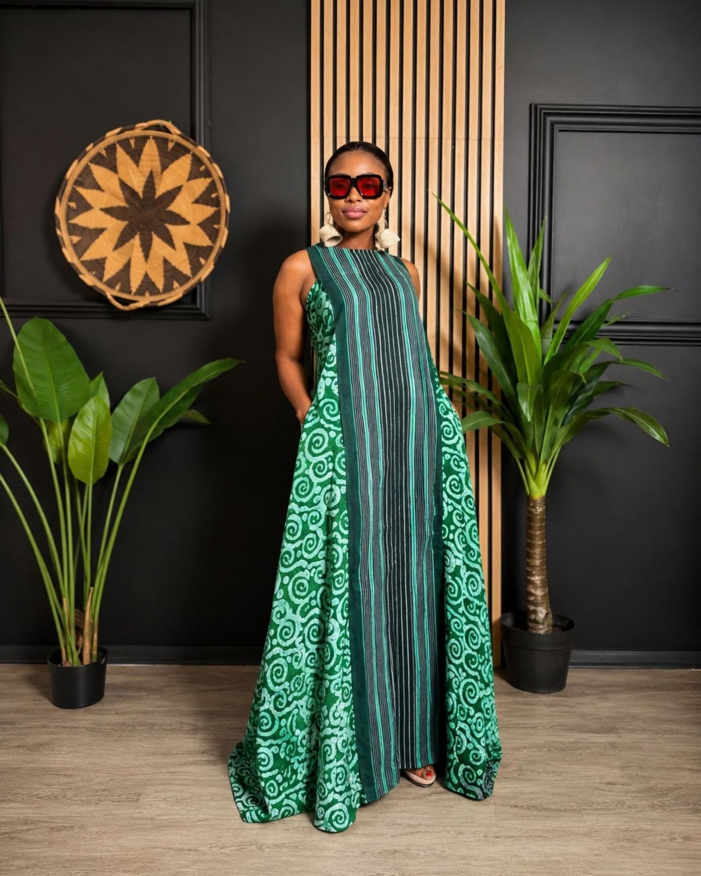 Zaria Maxi Dress (Adire)