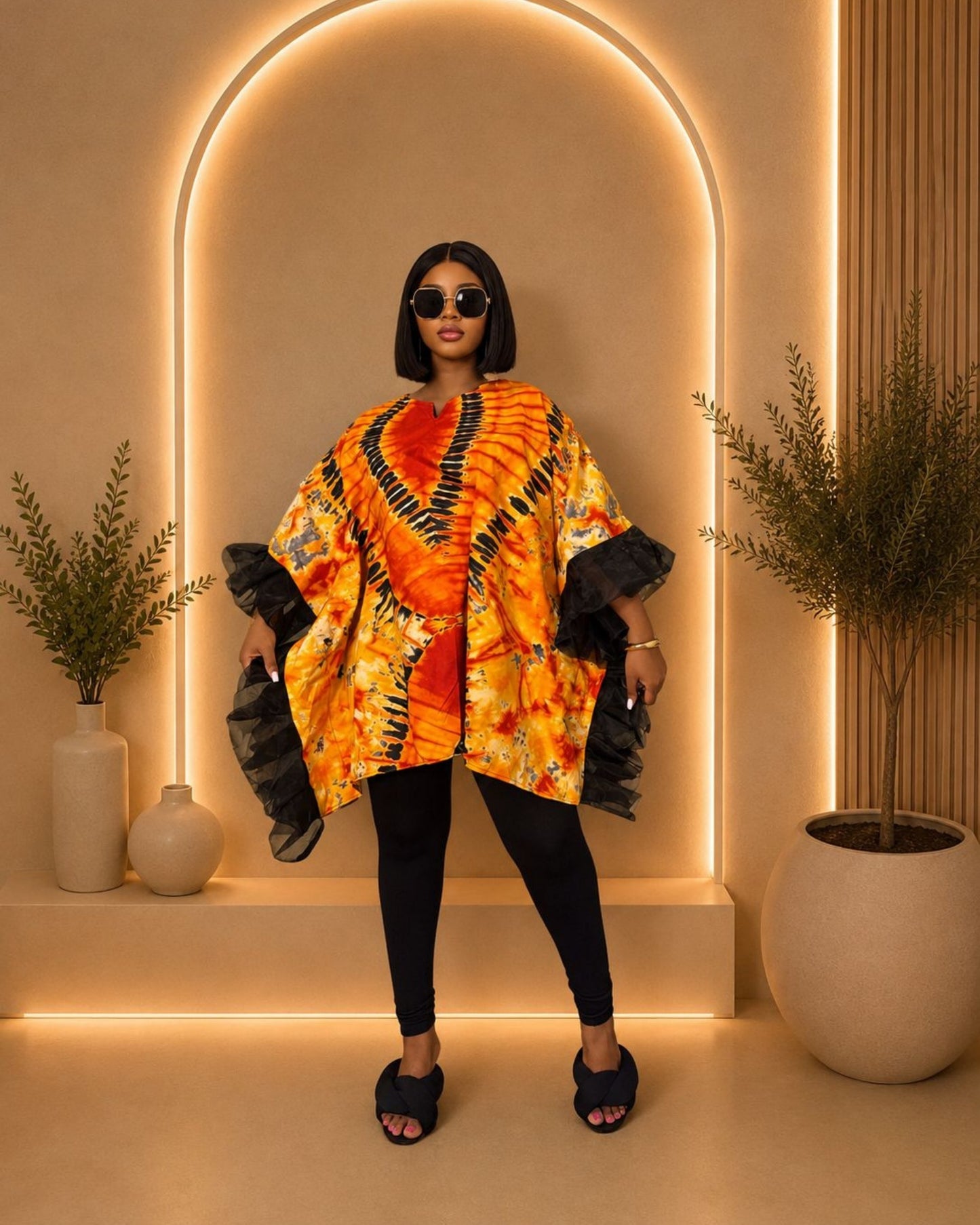 Big Mama Bubu Top - (Ankara) - Sunset Orange & Yellow