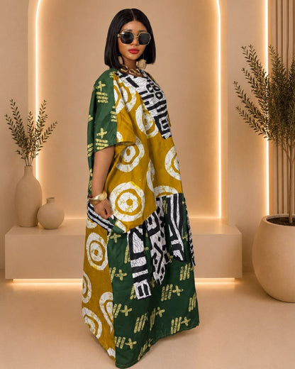 Rich Auntie Bubu - (Ankara) - Mustard Gold & Forest Green