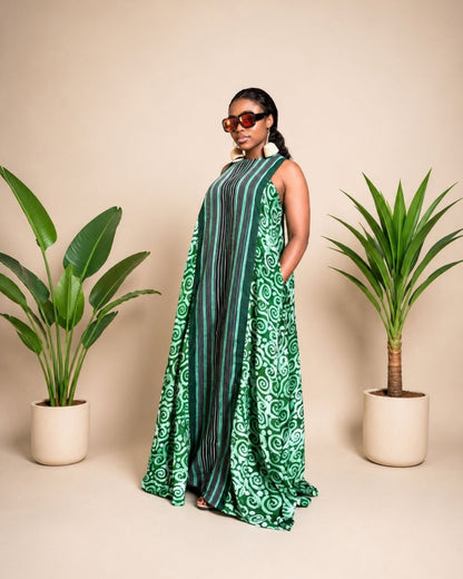 Zaria Maxi Dress (Adire)
