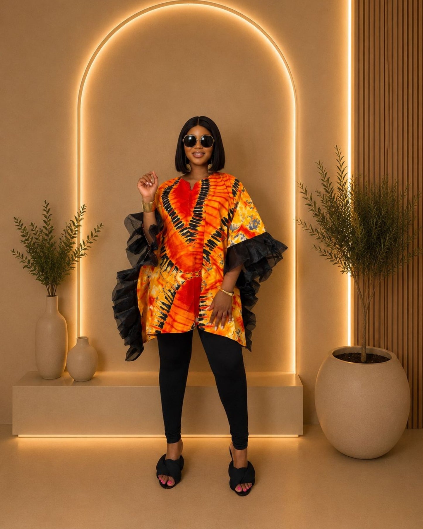 Big Mama Bubu Top - (Ankara) - Sunset Orange & Yellow