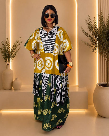 Rich Auntie Bubu - (Ankara) - Mustard Gold & Forest Green