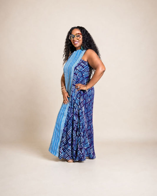 Zaria Maxi Dress (Adire)