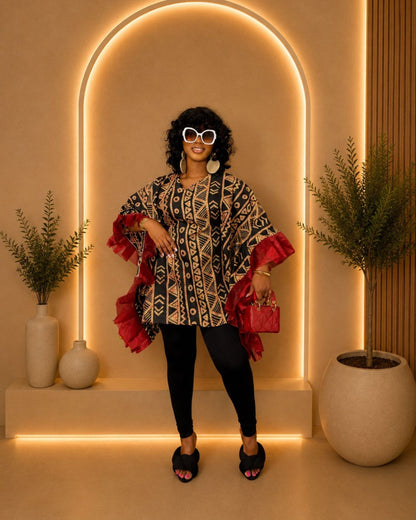 Big Mama Bubu Top - (Ankara) - Classic Black & Gold
