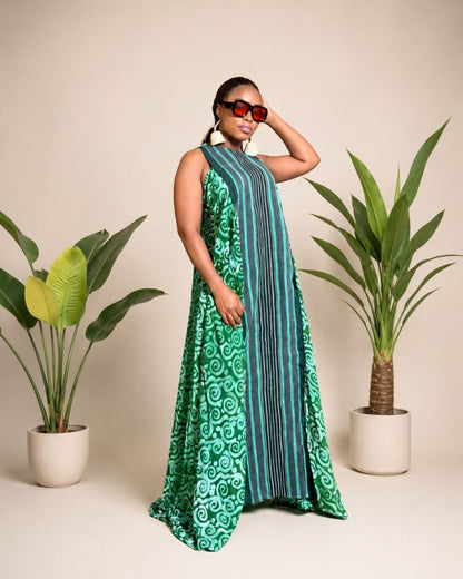 Zaria Maxi Dress (Adire)