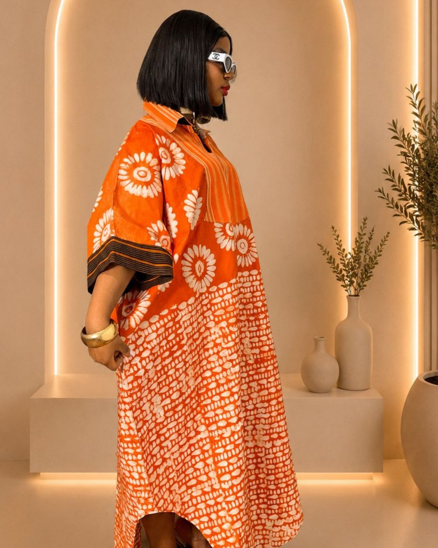 Rich Auntie Bubu - (Ankara) - Orange & White
