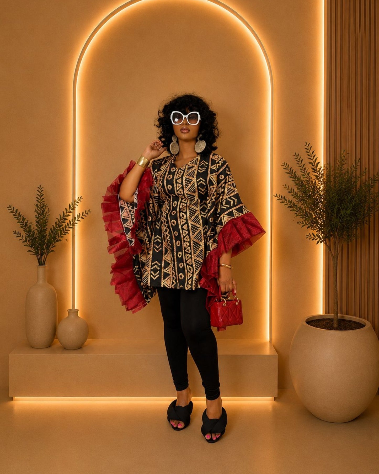 Big Mama Bubu Top - (Ankara) - Classic Black & Gold