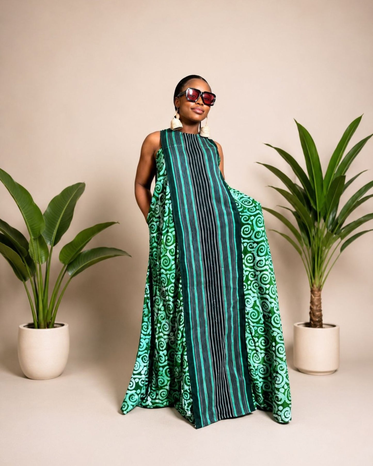 Zaria Maxi Dress (Adire)