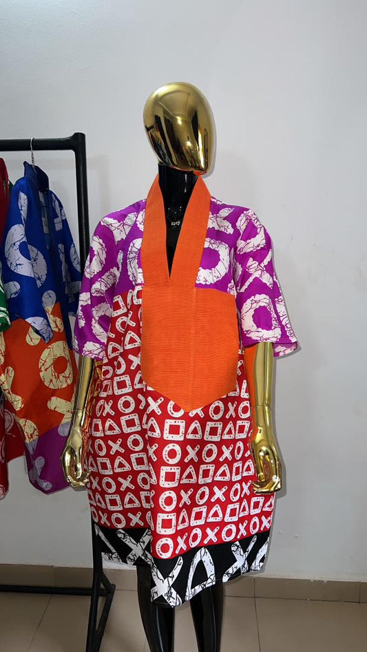Bold Print Color‑Block Dress