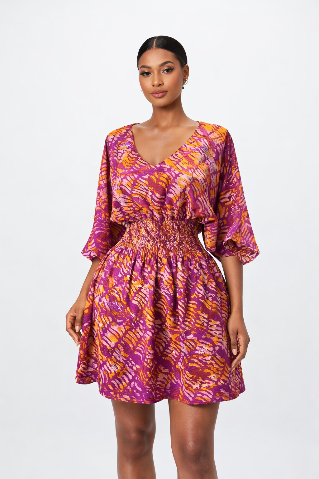 Nila Smocked Mini Dress - Pink Floral