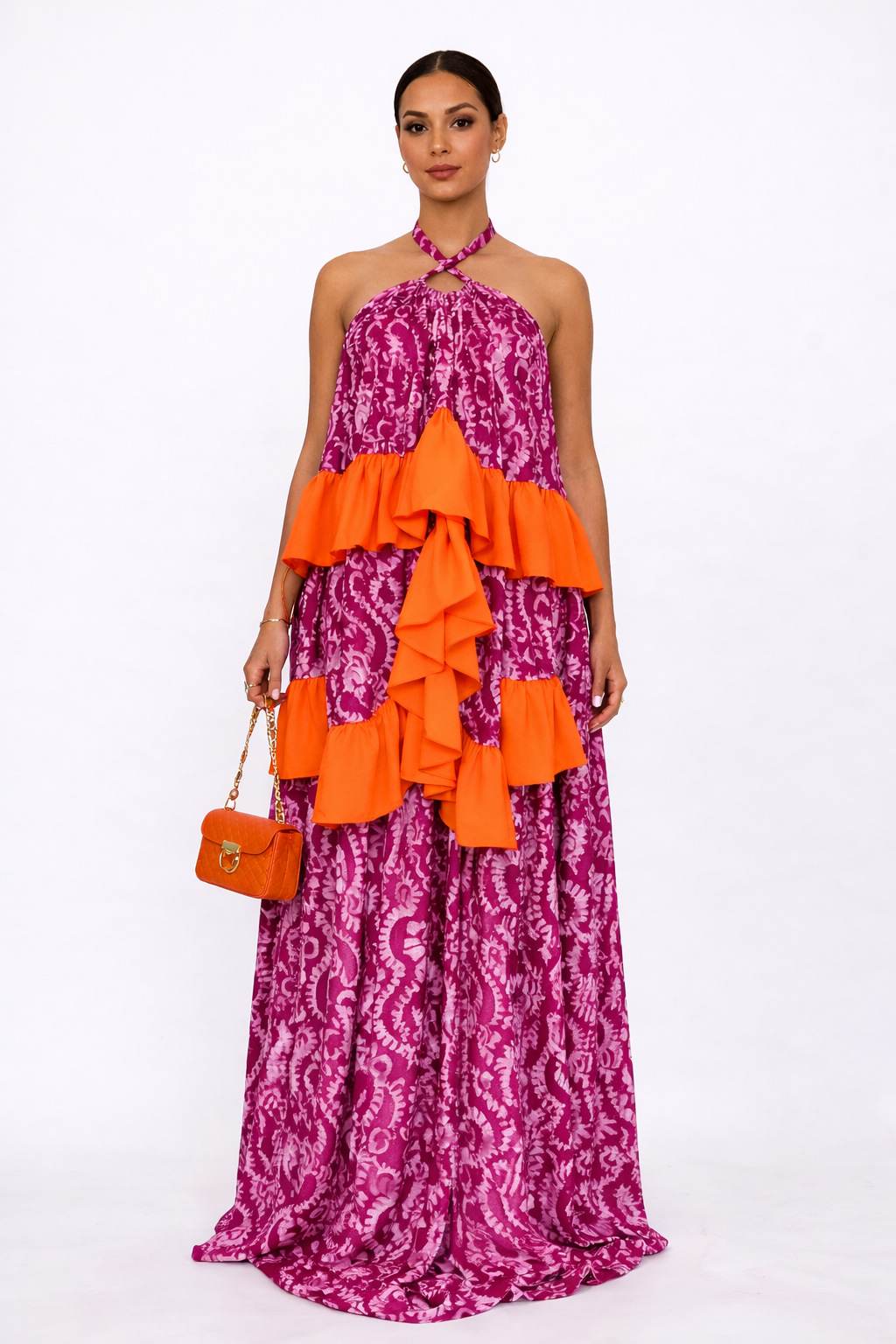 Zaria Ruffle Maxi Dress –  Magenta