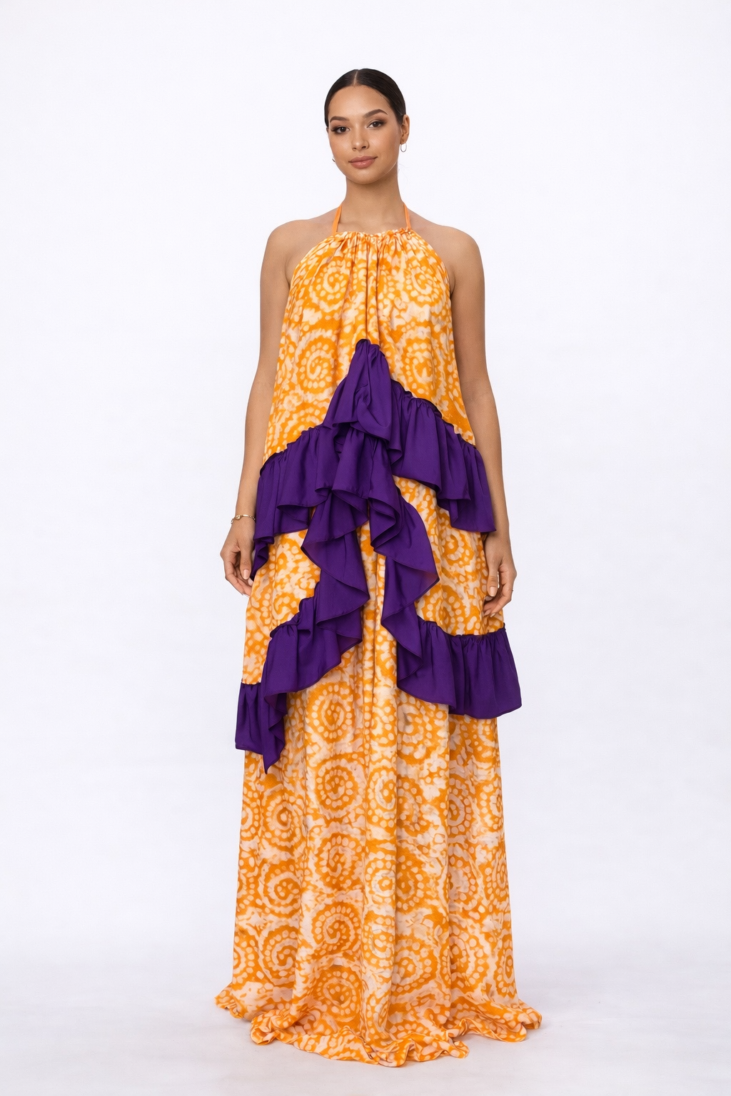 Zaria Ruffle Maxi Dress – Orange